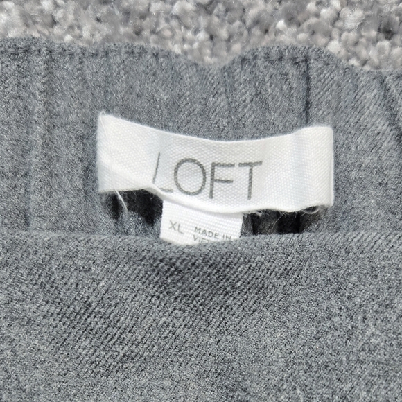 LOFT Pull On Taper Pants Brushed Flannel Gray High Rise Career Office Pockets - Picture 7 of 9